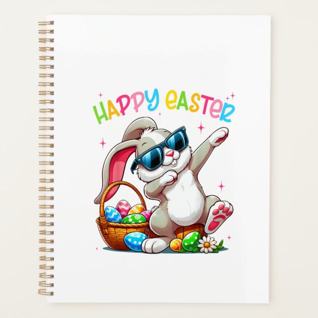 Agenda Conejo divertido haciendo dabbing Pascua Feliz Pas (Anverso)