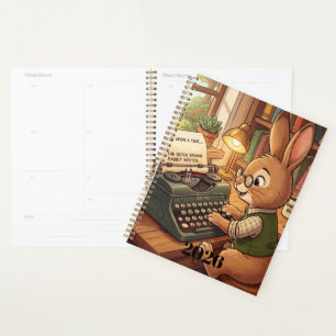 Agenda Conejo Escribiendo en una Máquina de Escribir Retr