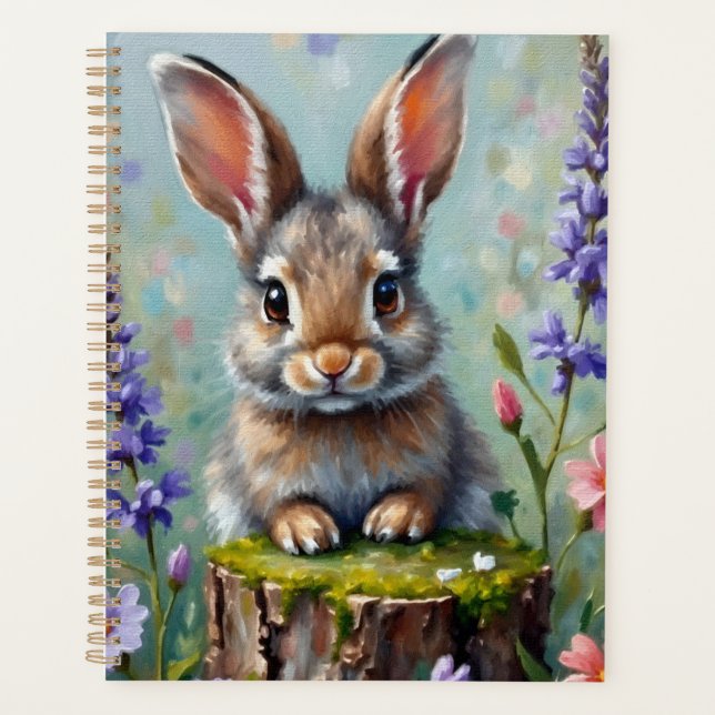 Agenda Conejo fluido en un campo de flores (Anverso)