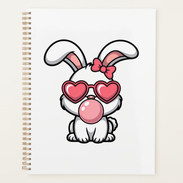 Agenda Conejo Kawaii Juguetón con Burbuja de Chicle (Anverso)