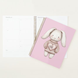 Agenda Conejo Lindo Dulce Rosa Suéter Rosa Corazón