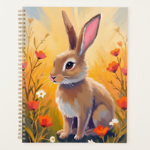 Agenda Conejo Marrón Pintura Floral de Campo Animal