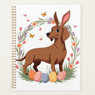 Agenda Conejo perro vintage de Pascua Dachshund con huevo
