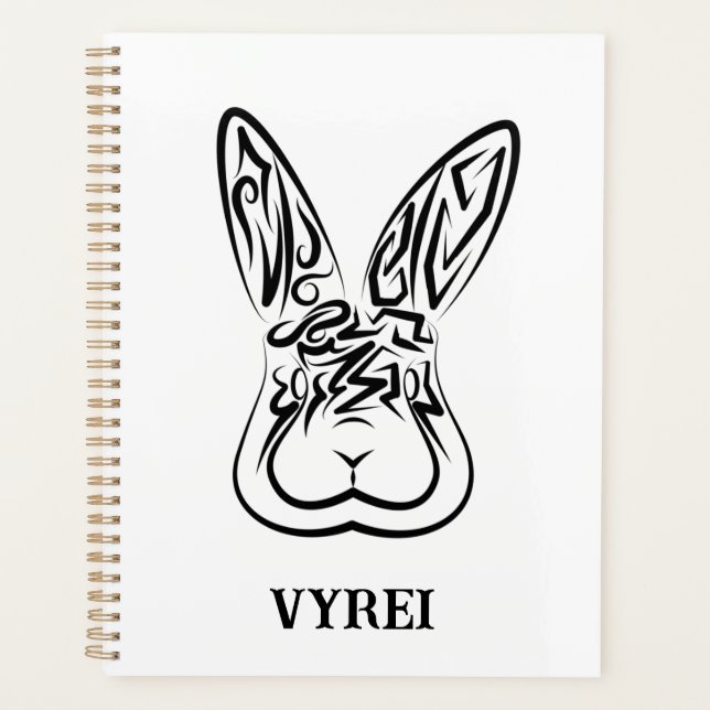 Agenda Conejo tribal blanco y negro (Anverso)