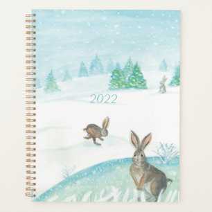 Agenda Conejos Sentados Y Saltando En Nieve En 2022 