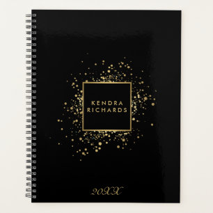 Agenda Confetti de Faux Gold dispersos sobre citas negras