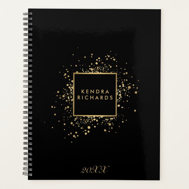 Agenda Confetti de Faux Gold dispersos sobre citas negras (Anverso)