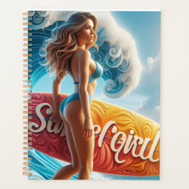 Agenda Confident Surfer Girl Walking Beach Waves Art