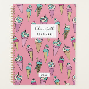 Agenda Cono de crema de hielo rosa personalizado
