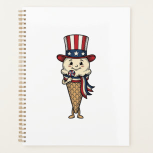 Agenda Cono de helado patriótico diseño de grabado vintag