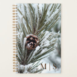 Agenda Cono De Pino Cubierto De Nieve Monogramado En Ever