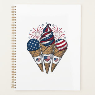 Agenda Conos de helado patrióticos vintage camisa del cua