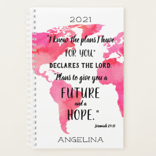 Agenda Conozco Los Planes Scripture Name Pink Map