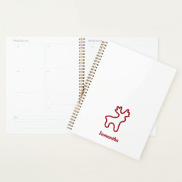 Agenda Contorno de Reno Rojo con Nombre Personalizado
