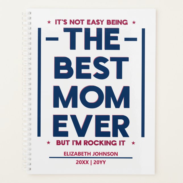 Agenda Cool Funny Modern American Best Mom Name (Anverso)