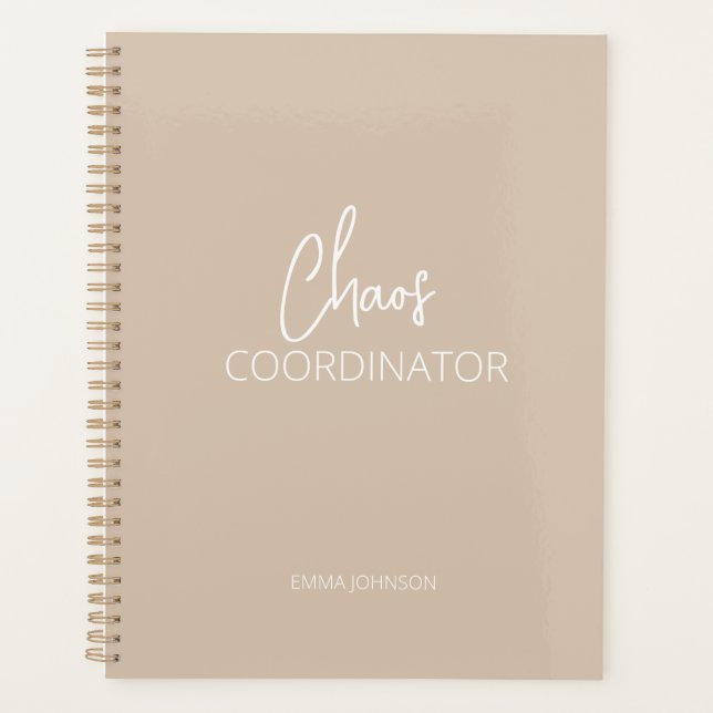Agenda Coordinador del caos | Beige Tan Planner (Anverso)