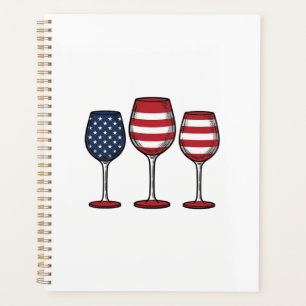 Agenda Copas de vino patrióticas diseño de camiseta vecto