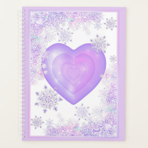 Agenda copo de nieve morado ligero y corazón brillante