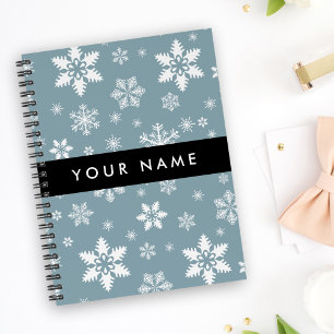 Agenda Copos de nieve blancos, gris, tu nombre, personifi