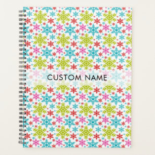 Agenda Copos de Nieve Retro Coloridos Navidad Nombre Pers