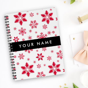Agenda Copos de nieve rojos, tu nombre, personaliza
