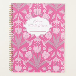 Agenda Coqueta de colibrí rosa personalizada anualmente