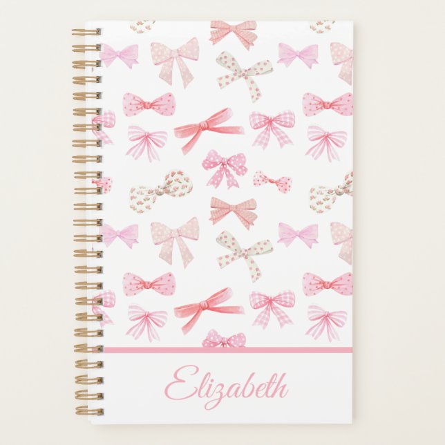 Agenda Coquette Aesthetic Light Bows Rosa (Anverso)