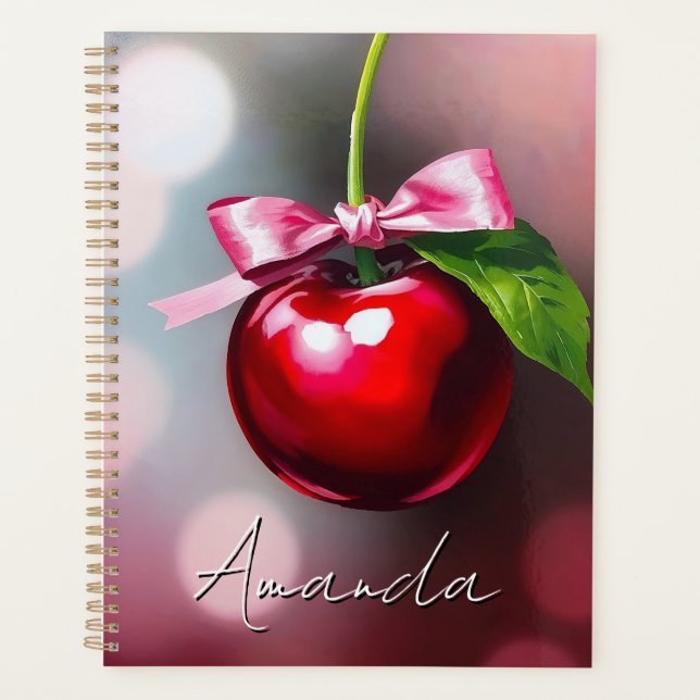 Agenda Coquette Cherry con Pan y Hojas Rosa (Anverso)
