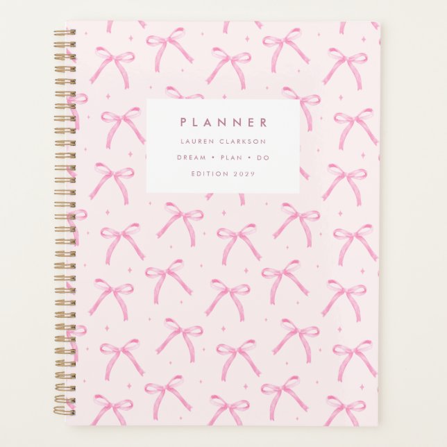 Agenda Coquette Pink Bow Modern Planner (Anverso)