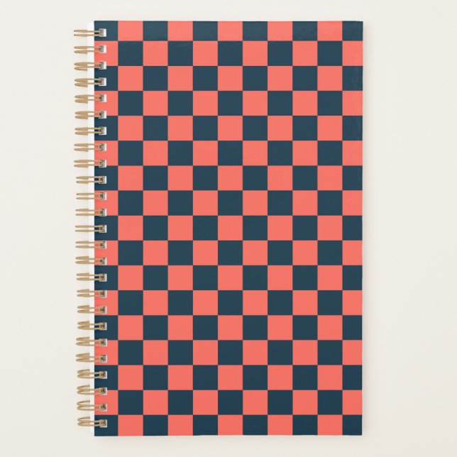 Agenda Coral and navy checkerboard pattern (Anverso)
