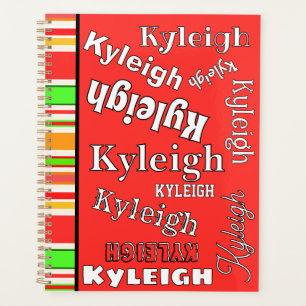 Agenda Coral Naranja Oro verde franjas blancas personaliz