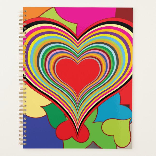 Agenda Corazón abstracto vibrante de arcoíris en capas (Anverso)
