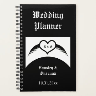 Agenda Corazón alado de boda gótica con monograma persona