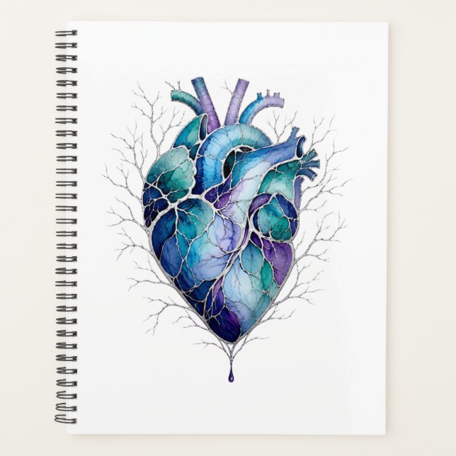 Agenda Corazón Anatómico Azul y Púrpura (Anverso)