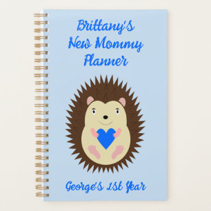Agenda Corazón Azul Niño Bebé Erizo Personalizado