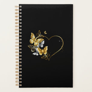 Agenda Corazón con mariposas doradas