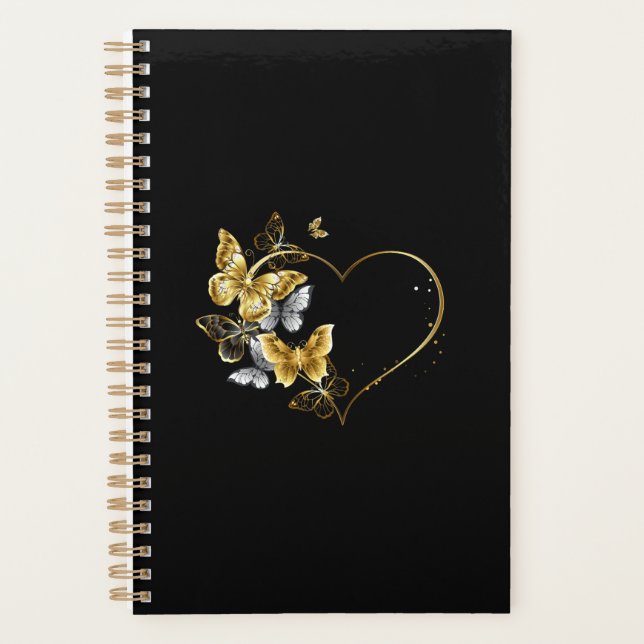 Agenda Corazón con mariposas doradas (Anverso)