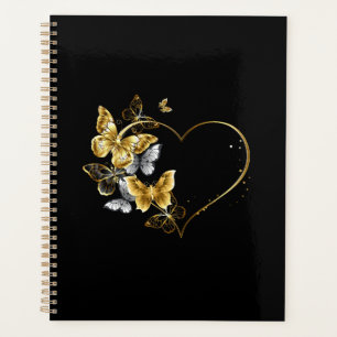 Agenda Corazón con mariposas doradas