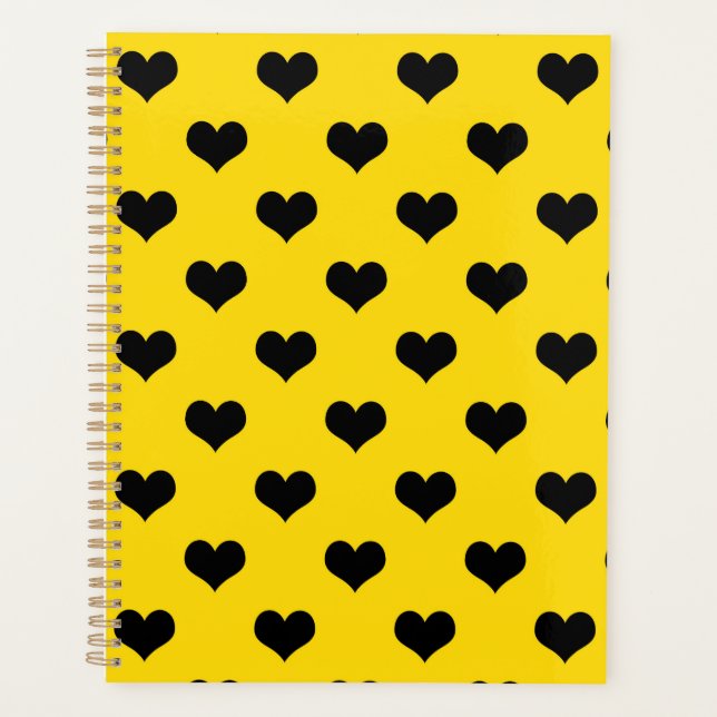 Agenda Corazón de amor negro sobre fondo amarillo (Anverso)
