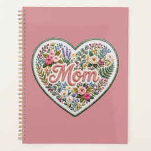 Agenda Corazón de bordado floral falso para mamá