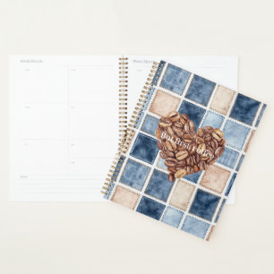 Agenda Corazón de Crema de Granos de Café Primero Denim A