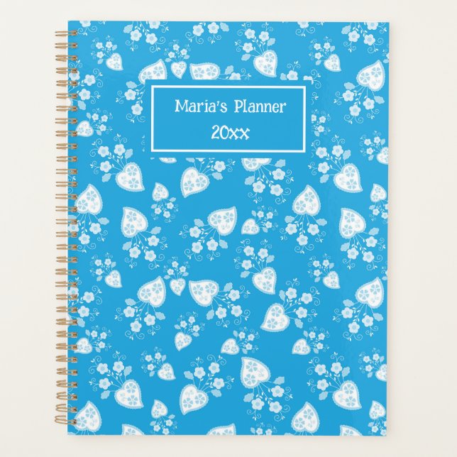 Agenda Corazón de flores azul (Anverso)