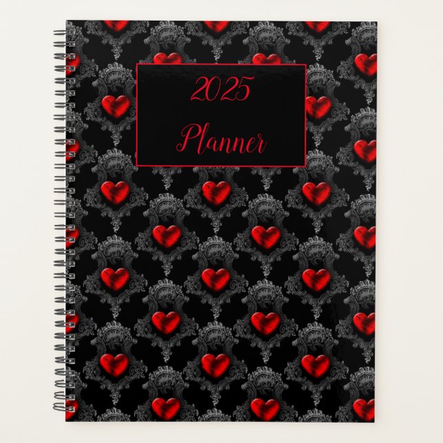 Agenda Corazón de Gótico rojo personalizado (Anverso)