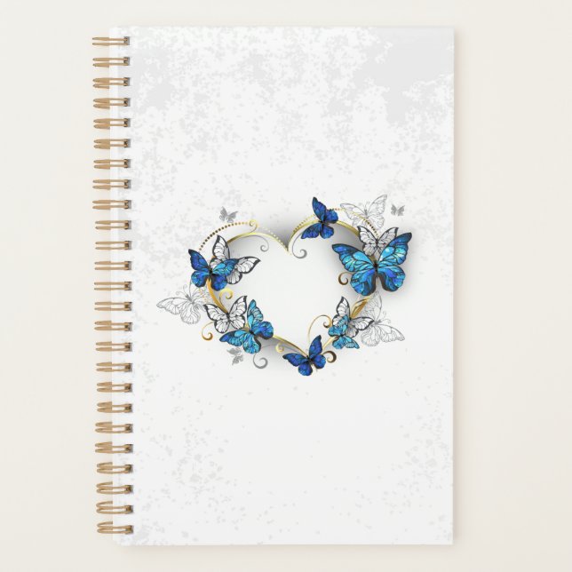 Agenda Corazón de joyas con mariposas Morfo (Anverso)