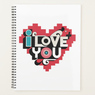 Agenda Corazón de píxel Te Amo Tipografía Retro