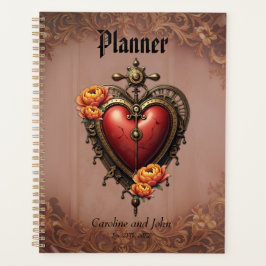Agenda Corazón de vapor con flores.