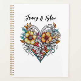 Agenda Corazón floral personalizado romántico