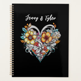 Agenda Corazón floral personalizado romántico