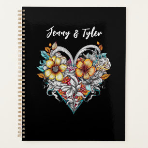 Agenda Corazón floral personalizado romántico