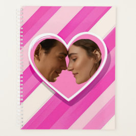 Agenda Corazón Negrita sobre Rayas Rosadas